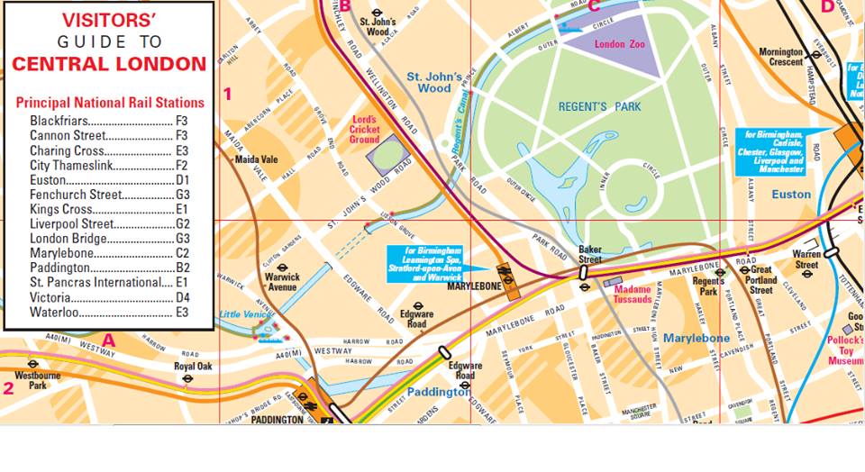 Plan des différents Quartiers du centre de Londres
