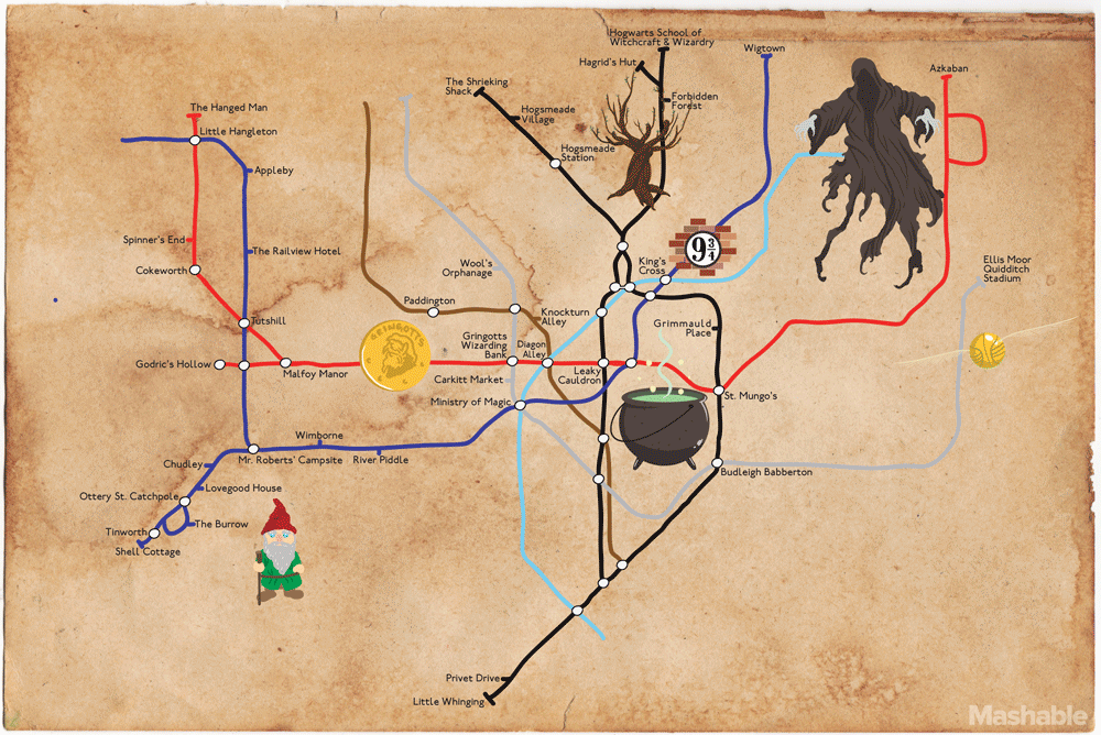 Harry Potter tube Map@Charlie Mock et Bob Al-Greene