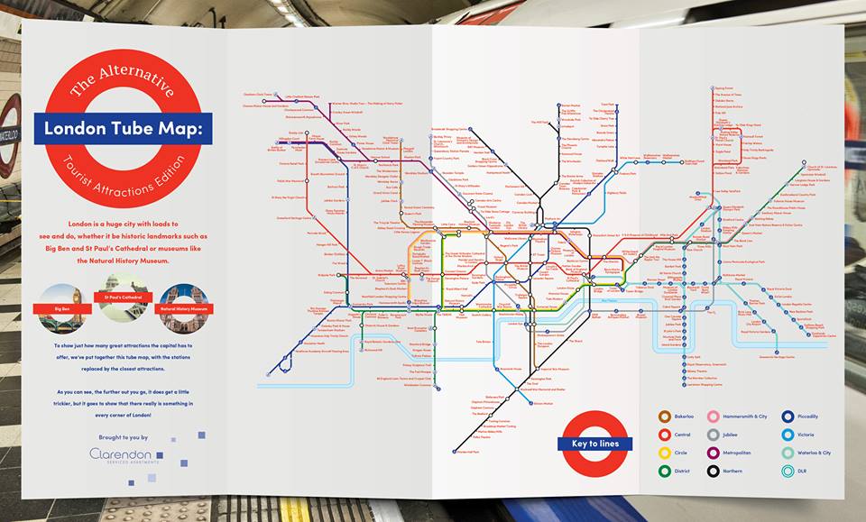 Touristes attractions tube map©clarentonlondon