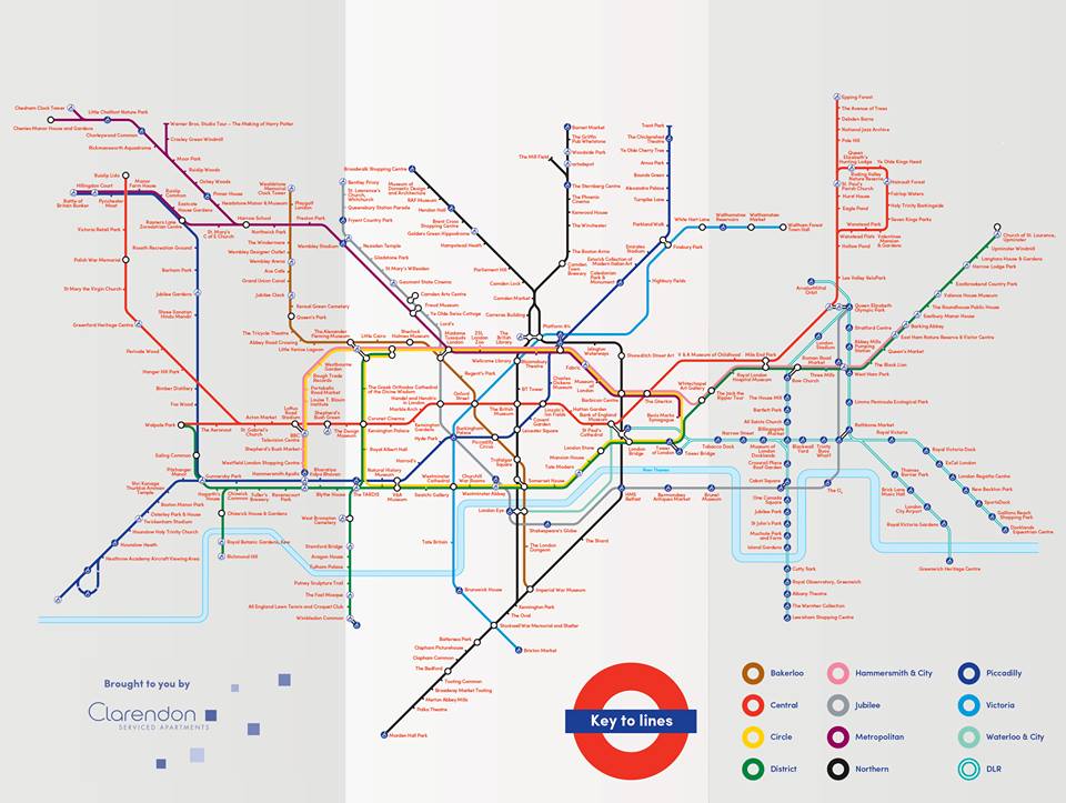 Touristes attractions London tube map