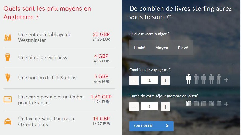 Travelex livre sterling