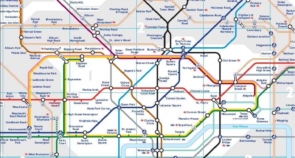 Tube Map Londres avec zones