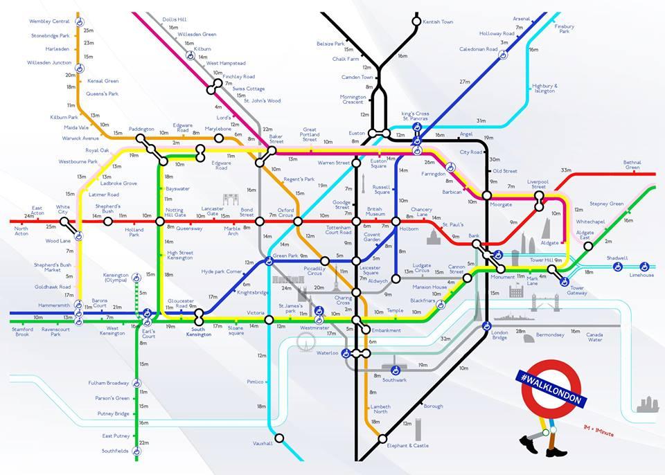 Temps de marche entre les stations de métro